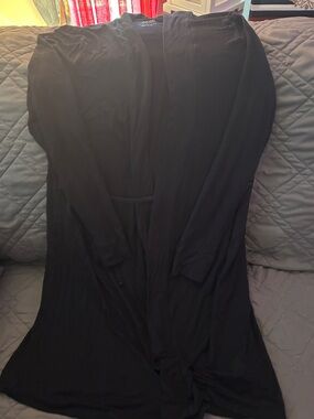 Gilligan & O'Malley Black Long Open-Front Cardigan